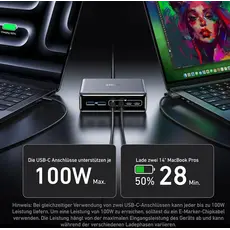 ადაპტერი Anker Prime Charger (200W, 6 Ports, GaN) B2C - EU/ES/FR/ES Silver Iteration 1, 4 image