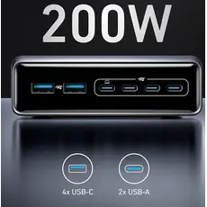 ადაპტერი Anker Prime Charger (200W, 6 Ports, GaN) B2C - EU/ES/FR/ES Silver Iteration 1, 3 image