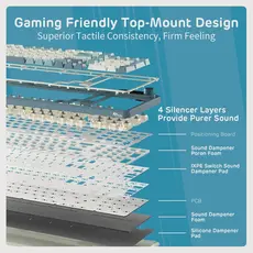 კლავიატურა Royal Kludge RK S98 RGB Mechanical Keyboard, Brown switch, Smart Display, Hot Swappable, Type-C wired, Bluetooth 5.0, 2.4GHz, Light Cloud, 8 image