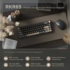 კლავიატურა Royal Kludge RK R65 RGB Mechanical Keyboard, Brown switch, Hot Swappable, Type-C wired, Phantom, 7 image