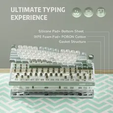 კლავიატურა Royal Kludge RK R75 RGB Mechanical Keyboard, Brown switch, Hot Swappable, Type-C wired, Sky Cyan, 4 image