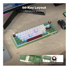 კლავიატურა Royal Kludge RK R65 RGB Mechanical Keyboard, Brown switch, Hot Swappable, Type-C wired, Green sand, 3 image