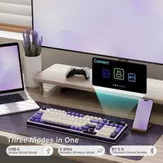 კლავიატურა Royal Kludge RK S98 RGB Mechanical Keyboard, Brown switch, Smart Display, Hot Swappable, Type-C wired, Bluetooth 5.0, 2.4GHz, Blackberry, 4 image