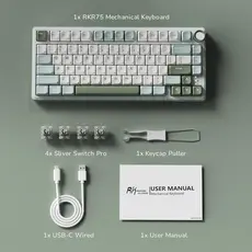 კლავიატურა Royal Kludge RK R75 RGB Mechanical Keyboard, K silver switch, Hot Swappable, Type-C wired, Sky Cyan, 6 image