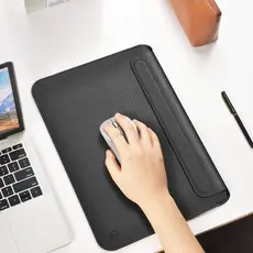 ნოუთბუქის ჩანთა WiWU 13.3'' Genuine Leather Laptop Sleeve Black, 4 image