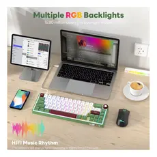 კლავიატურა Royal Kludge RK R65 RGB Mechanical Keyboard, Brown switch, Hot Swappable, Type-C wired, Green sand, 6 image