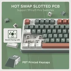 კლავიატურა Royal Kludge RK S98 RGB Mechanical Keyboard, Brown switch, Smart Display, Hot Swappable, Type-C wired, Bluetooth 5.0, 2.4GHz, Camping, 8 image