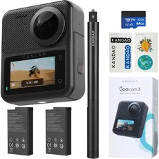 ექშენ კამერა KanDao Q23G-02 QooCam 3, 62MP, 360 Action Camera Travel Combo, Black