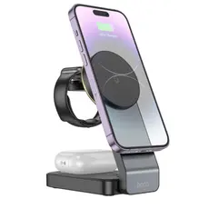 უსადენო დამტენი Hoco CQ3 Motorcycle folding 3-in-1 magnetic wireless fast charger, 3 image