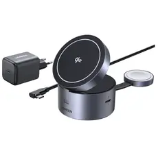 უსადენო დამტენი UGREEN W712 (65148) Magflow Qi2.2, 15W, 3in1 Wireless Charger, Grey, 4 image