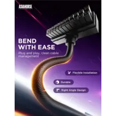 PSU კაბელის დამაგრძელებელი Asiahorse HYDRUS 24PIN BLACK - 30CM, 4 image