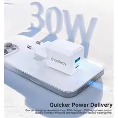 ადაპტერი CHOETECH PD5012 NexGen Mini PD30W/White, 3 image