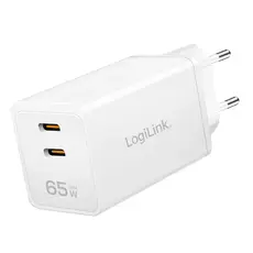დამტენი Logilink PA0367 2xUSB-C (PD 3.0/QC 4.0) GaN Fast Charger 65W White