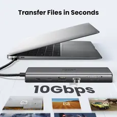 USB-C ჰაბი UGREEN CM639 (45520), Type-C, USB-A, HDMI, VGA, RJ45, SD/TF, 3.5MM, PD, 11-in-1 USB-C Hub, Grey, 5 image