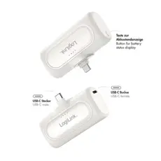 პორტატული დამტენი Logilink PA0349W 5000 mAh 2xUSB-C Quick Charge Function Power Bank White, 2 image