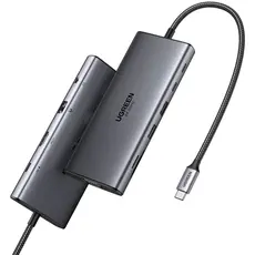 USB-C ჰაბი UGREEN CM639 (45520), Type-C, USB-A, HDMI, VGA, RJ45, SD/TF, 3.5MM, PD, 11-in-1 USB-C Hub, Grey, 4 image