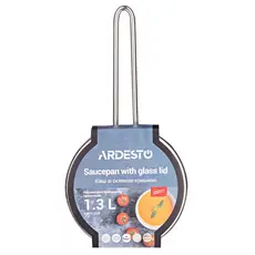ქვაბი Ardesto Saucepan with glass lid Gemini Liguria, 1.3l, stainless steel, 3 image