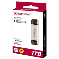 გარე მყარი დისკი Transcend 1TB, External SSD, ESD310S, USB 10Gbps, Type C/A, Silver, 3 image