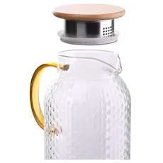 დოქი Ardesto Pitcher with lid Dew 1500ml, borosilicate glass, stainless steel, bamboo, transparent, 3 image