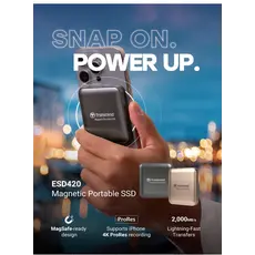 გარე მყარი დისკი Transcend 2TB, External SSD, ESD420G, USB 20Gbps, Type C,Magsafe,Gold, 10 image