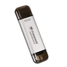 გარე მყარი დისკი Transcend 512GB, External SSD, ESD310S, USB 10Gbps, Type C/A, Silver, 2 image