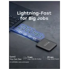 გარე მყარი დისკი Transcend 2TB, External SSD, ESD420G, USB 20Gbps, Type C,Magsafe,Gold, 8 image