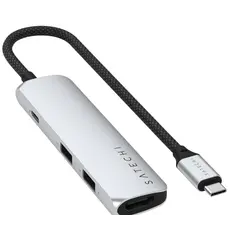 USB ჰაბი SATECHI 4-in-1 USB-C Slim Multiport Adapter 4K (Silver)