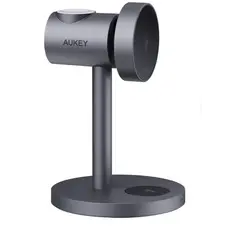 პორტატული დამტენი AUKEY LC-MC311 3-in-1 desktop magnetic wireless charger (gun color) QI2.0 version with C-C1.5M+30W European standard charging plug