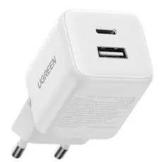 ადაპტერი UGREEN X514 (65006), 20W, 2 Port, Type-C, USB A, GaN Fast Charger, White, 2 image