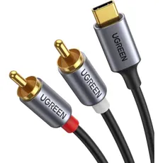 აუდიო სადენი UGREEN CM451 (20193), Type-C Male to 2*RCA Male Audio Cable With Chip, 1.5m, Black/Grey