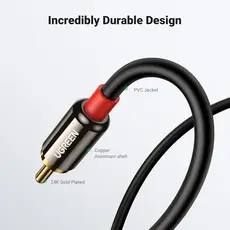 აუდიო კაბელი UGREEN AV116 (10590) 3.5mm to 2 RCA audio cable adapter male to male 3.5mm Audio Line to dual lotus head line 2 rca Aux Audio Cable 3m (Black), 3 image