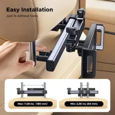 პლანშეტის დამჭერი UGREEN LP904 (55443), Car Headrest Tablet Holder, Black/Grey, 6 image