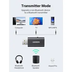 Bluetooth ადაპტერი UGREEN CM523 (60300), USB 2.0 to 3.5mm Bluetooth Transmitter/Receiver Adapter, Black, 5 image