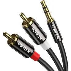 აუდიო კაბელი UGREEN AV116 (10590) 3.5mm to 2 RCA audio cable adapter male to male 3.5mm Audio Line to dual lotus head line 2 rca Aux Audio Cable 3m (Black), 2 image