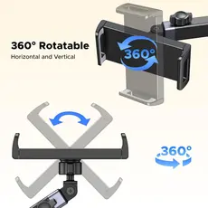 პლანშეტის დამჭერი UGREEN LP904 (55443), Car Headrest Tablet Holder, Black/Grey, 5 image