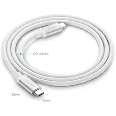 USB კაბელი UGREEN US264 (60520), 60W, Type C 2.0 Male To Male Cable, 2m, White, 4 image