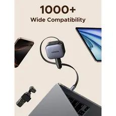 მანქანის დამტენი UGREEN EC604 (55910B) Nexode, 145W, Car Charger With Retractable Type-C Cable, Grey, 4 image