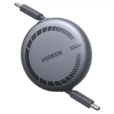 USB კაბელი UGREEN L531 (65905), 100W, Type-C to Type-C PD Fast Charging Retractable Cable, 1m, Grey/Black, 2 image