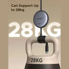 USB კაბელი UGREEN L531 (65905), 100W, Type-C to Type-C PD Fast Charging Retractable Cable, 1m, Grey/Black, 4 image