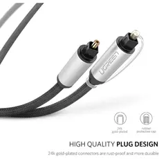 ოპტიკური აუდიო კაბელი UGREEN AV108 (10542), Toslink Optical Audio Cable, 1.5m, Black/Silver, 4 image