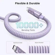 USB კაბელი UGREEN Uno L509 (65216), 100W, Type-C to Type-C Fast Charging Cable, 2M, Purple, 3 image