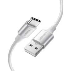 USB კაბელი UGREEN US288 (60131), USB-A 2.0 to Type-C Cable Nickel Plating Aluminum Braid, 1m, White, 2 image