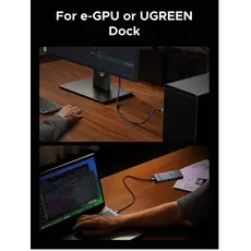 USB კაბელი UGREEN L705 (65175), 240W, Type-C to Type-C Cable, 1m, Grey, 4 image