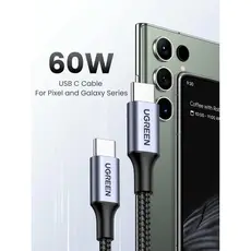 USB კაბელი UGREEN US261 (50149), 60W, Type-C To Type-C, 0.5m, Grey, 6 image