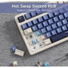 კლავიატურა Royal Kludge RK S85 RGB Mechanical Keyboard, Cloud switch, Hot Swappable, Wireless, Type-C, Bluetooth, 2.4GHz, Horizon Blue, 3 image