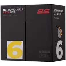ქსელის კაბელი 2E CAT 6 UTP, 305m, AWG 23/1, LSZH-1 305M/Easy pull box packing | yellow