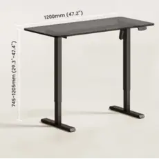 სათამაშო მაგიდა Vertex VX-1SSD-02B Electric Sit-Stand Desk Matte Black, 2 image