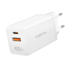 დამტენი Logilink PA0371 1xUSB-C (PD) &amp; 1xUSB-A (QC) GaN Fast Charger 65W White