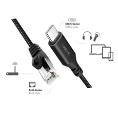 კაბელი Logilink CU0412 USB-C 3.2 to RJ45 (CAT6) Ethernet Cable Adapter 2m, 3 image