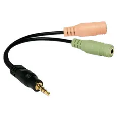 ადაპტერი Logilink CA0021 Audio adapter 3.5 mm 4-pin/M to 2x 3.5 mm 3-pin/F 0.15 m